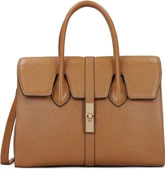 Kazar Tassen, Dames, Bruin, ONE Size, Leer, Leren handtas met fijne klep en sluiting