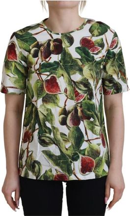 Dolce & Gabbana Katoenen Fruit T-shirt - Dames - T-shirts - Veelkleurig - 2XS - Katoen - Tops
