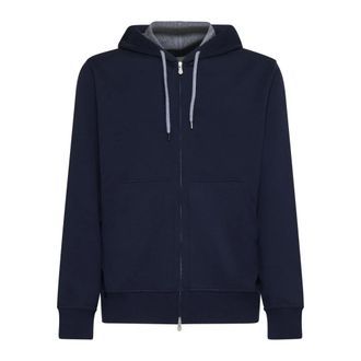 Brunello Cucinelli Hoodies & sweatvesten, Heren, Blauw, 3Xl, Katoen, Double Cloth Sweatshirt