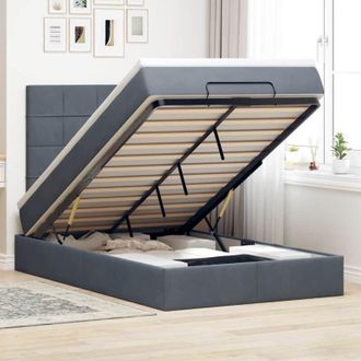 vidaXL Vidaxl - Estructura Cama Otomana Colchones Terciopelo Gris Oscuro