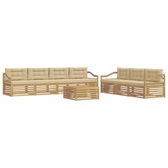 vidaXL Set Di Divani Da Esterno 8 Pz Bianco E Beige Poliestere Vidaxl
