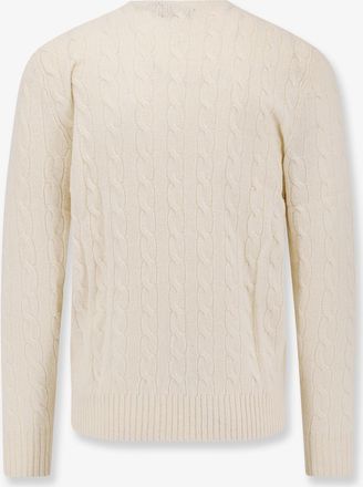 Polo Ralph Lauren Mens Sweater Cable-Knit White Wool-Cashmere