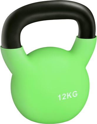 HOMCOM Pesa Rusa De 12 Kg De Hierro Fundido Kettlebell Con Revestimiento De Neopreno Mancuernas De Bola Para Entrenamiento De Fuerza 20x13x23 Cm - Homcom