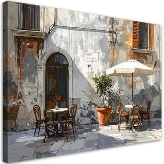 Feeby Cuadro Sobre Lienzo, Caf&eacute;s De Venecia Arquitectura Ciudad, 100x70