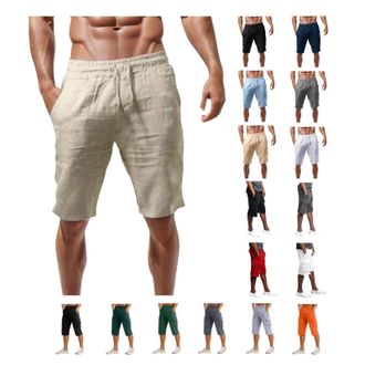 Generic Mens Cargo Shorts Elasticated Waist Knee Length Cotton Shorts Summer Casual Combat Work Shorts Relaxed Fit Solid Shorts Relaxed Fit Summer Short Multi