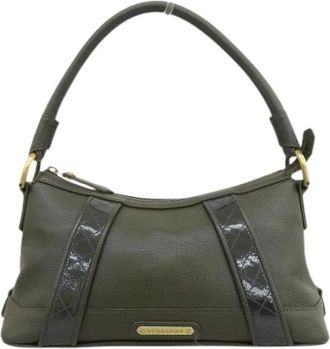 Burberry Pre-owned Handbags, female, Green, Size: ONE SIZE Pre-owned Leather Shoulder Bag