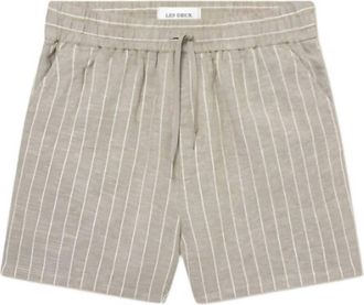 Les Deux Mens Otto Linen Shorts In Walnut & Light Ivory