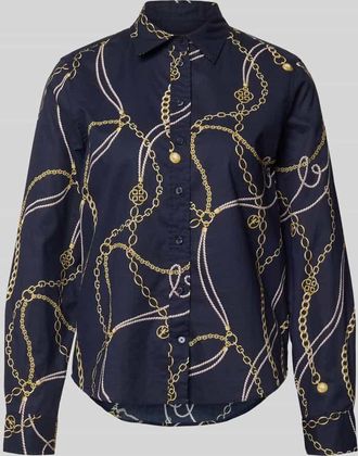 GANT Regular Fit Bluse im Allover-Look in Marine, Gr&ouml;&szlig;e 36