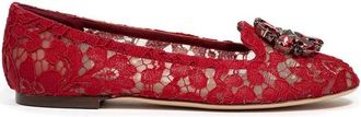 Dolce & Gabbana Vally Lace Ballerinas - Dames - Ballerinas - Rood - 36 1/2 EU - Katoen - Schoenen