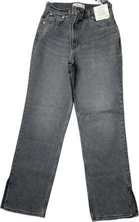 Abercrombie & Fitch Womens 90s Ultra High Rise Straight Jeans In Black, Gray