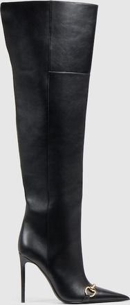 Gucci Womens Donna Slip-on Boot, Black, Leather