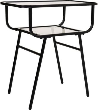 Wanderlust Deco Wanderlust Deco - Mesita De Metal Y Cristal Con 1 Balda Gris 60x35x65,5