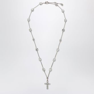 Dolce & Gabbana Rosary-style brass necklace with crystal cross
