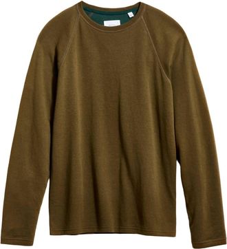 Billy Reid Mens Raglan Crew Neck Sweatshirt In Dark Olive