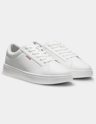 HUGO BOSS Mens HUGO Neston Mens Contrast-Logo Trainers in Faux Leather - White 100 - Size: 10