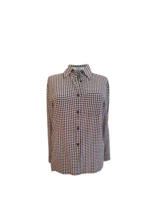 Prada Black & white gingham silk crepe blouse Size S