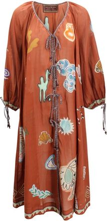 Alemais Summer Dresses, female, Brown, Size: 2XS Knot-front Graphic-print Dress