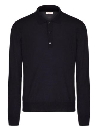 Valentino Garavani long-sleeve polo shirt - men - Silk/Cashmere/Viscose - L - Black