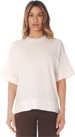 Alpha Studio Maglia girocollo over a mezza manica - Dames - T-shirts - Wit - L - Tops