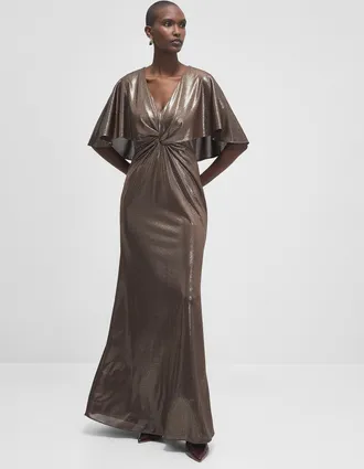 Lauren Ralph Lauren Womens Metallic cape-sleeve dress