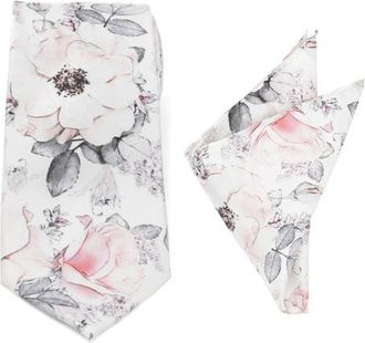 Cufflinks Inc. Floral Silk Tie & Pocket Square in Gray at Nordstrom