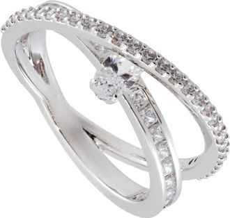 Swarovski Hyperbola Band Ring 2 Row Rhodium Shiny White, Size 52 (US 5.75)