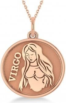 Allurez Virgo Coin Zodiac Pendant Necklace 14k Rose Gold