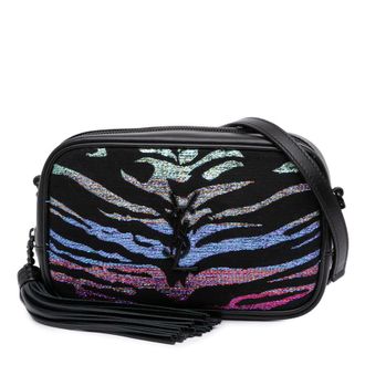 Saint Laurent Canvas Metallic Tiger Print Monogram Lou Camera Bag ALM612563.1119