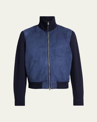 Tom Ford Mens Suede and Merino Wool Hybrid Full-Zip Blouson