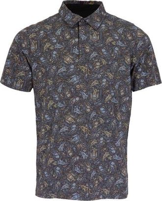Lords of Harlech Pietro Stretch Cotton Polo Shirt in Madrid Paisley Smoke at Nordstrom, Size Xx-Large