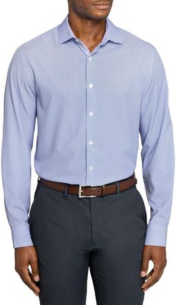W.R.K Slim Fit Tile Print Performance Dress Shirt in White/Purple at Nordstrom, Size 15.5 - R