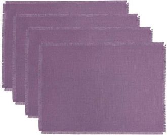 Solino Home Linen Placemats Set of 4, 14 x 19 Inch for Dining Table, Holiday and Everyday Table Decor - Fringe in Mulberry at Nordstrom, Size Medium