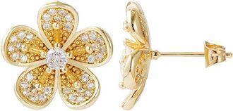 Adornia Adornia 14K Plated Cz Flower Stud Earrings