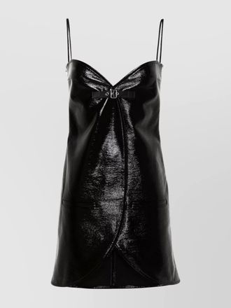 Courr&egrave;ges knee-length crinkled sweetheart-neck spaghetti-strap dress