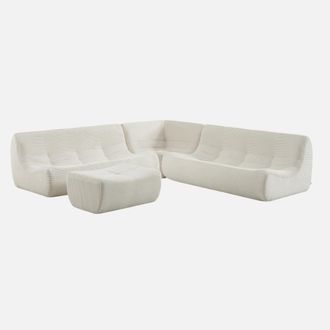 Sweeek Sof&aacute; Modular Esquinero Con Reposapi&eacute;s De Terciopelo De Pana Fina, 7 Plazas