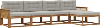 vidaXL Conjunto De Sof&aacute;s De Exterior 5 Uds. Natural Y Gris Claro Vidaxl