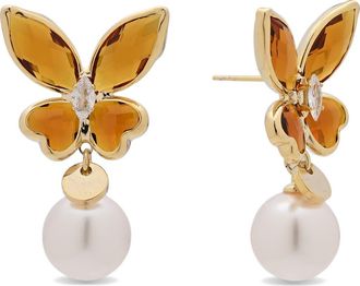 Eye Candy Los Angeles Alessia Faux Pearl Butterfly Drop Earrings in Gold at Nordstrom Rack