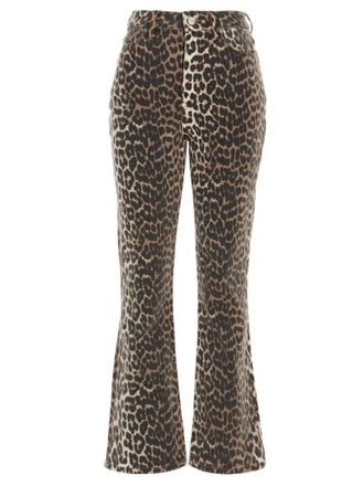 Ganni Brown Animal Print Flared Jeans