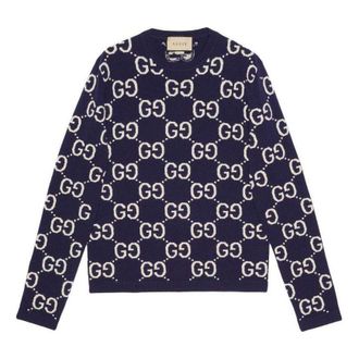 Gucci GG Wool Jacquard Sweater Blue Ivory 692900-XKCC5-4492