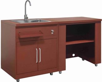 Oviala Cocina exterior de 2 piezas con fregadero de ladrillo