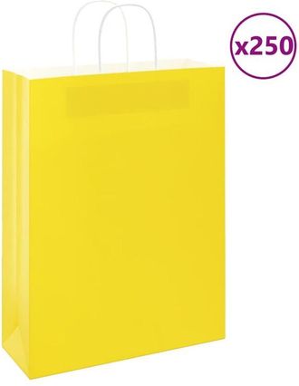 vidaXL Vidaxl - Bolsas De Papel Con Asas 250 Uds Amarillas 32x12x42 Cm