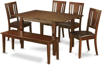 East West Furniture 6 Pc Kitchen nook Dining set-breakfast nook and 4 Dining Chairs and Bench