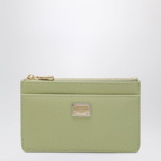 Dolce & Gabbana Dauphine calfskin zip card holder in sage