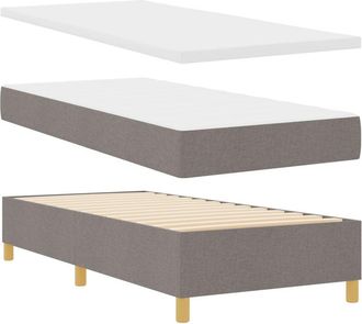 vidaXL Box Spring Bed with Mattress Taupe 80 x 200 cm Fabric vidaXL