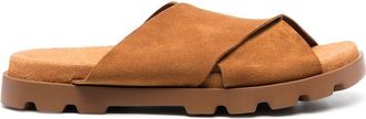 Camper Brutus leather slides - men - Polyethylene vinyl acetate (PEVA)/Calf Leather/Calf Leather - 40 - Brown