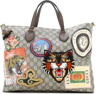 Gucci Courrier Convertible Soft Open GG grote shopper met gecoat canvas en applicatie - Bruin