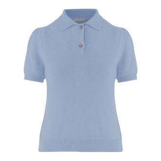 Allude Truien & Vesten, Dames, Blauw, M, Cashmere Polo Shirt