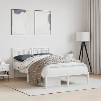 vidaXL Vidaxl - Estructura Cama Sin Colch&oacute;n Con Cabecero Metal Blanco 120x190cm