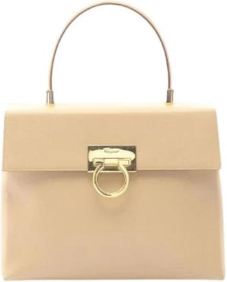 Ferragamo Pre-owned Gancini Handbag - Dames - Vintage Handtas - Beige - ONE Size - Leer - Vintage