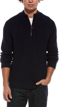 Elie Tahari 1/4-Zip Cable Knit Wool-Blend Mock Neck Sweater